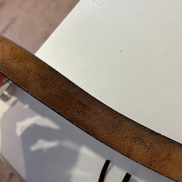 USA Made Brown Perfectly Worn in Leather Silver Square Buckle Belt Size Large - Picture 5 of 12